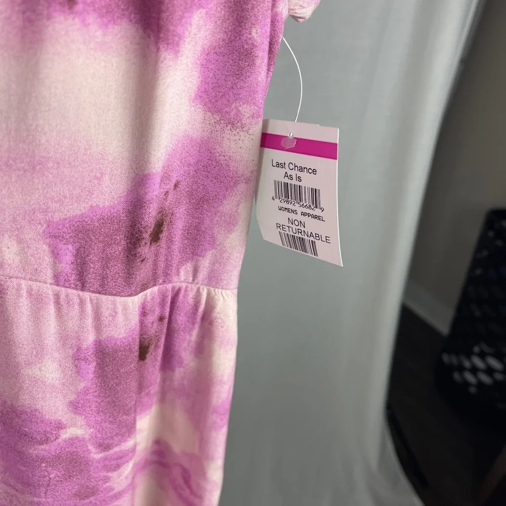 Abound Abstract Floral front tie short sleeve pink/purple dress size lar… - Picture 3 of 6